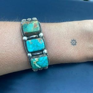 Native American Sterling Silver Turquoise Cuff